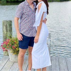 Dissh aisle white midi bow dress